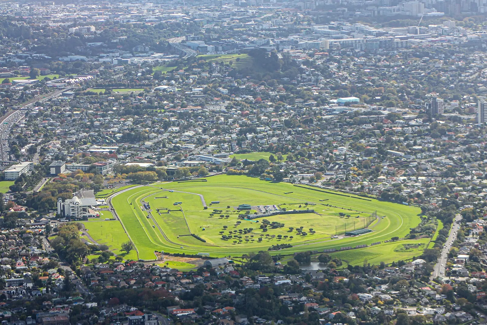 Aerial view of Ellerslie Racecourse in Auckland