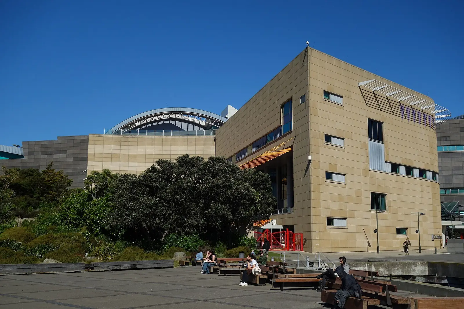Exterior of the Museum of New Zealand Te Papa Tongarewa on the Wellington waterfront