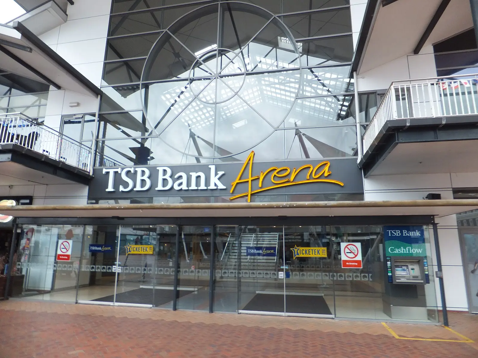 The entrance to TSB Arena on the Wellington waterfront